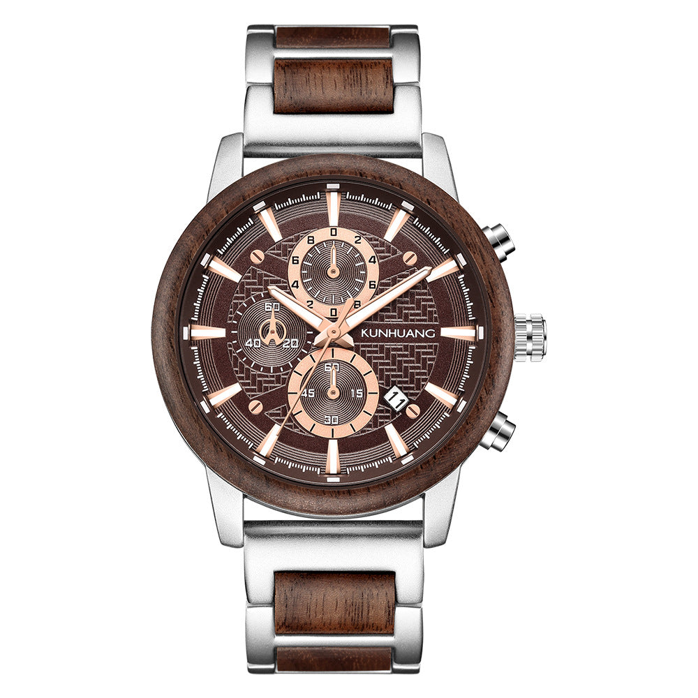 The Voyager Sports Waterproof Wood Grain Men's Watch