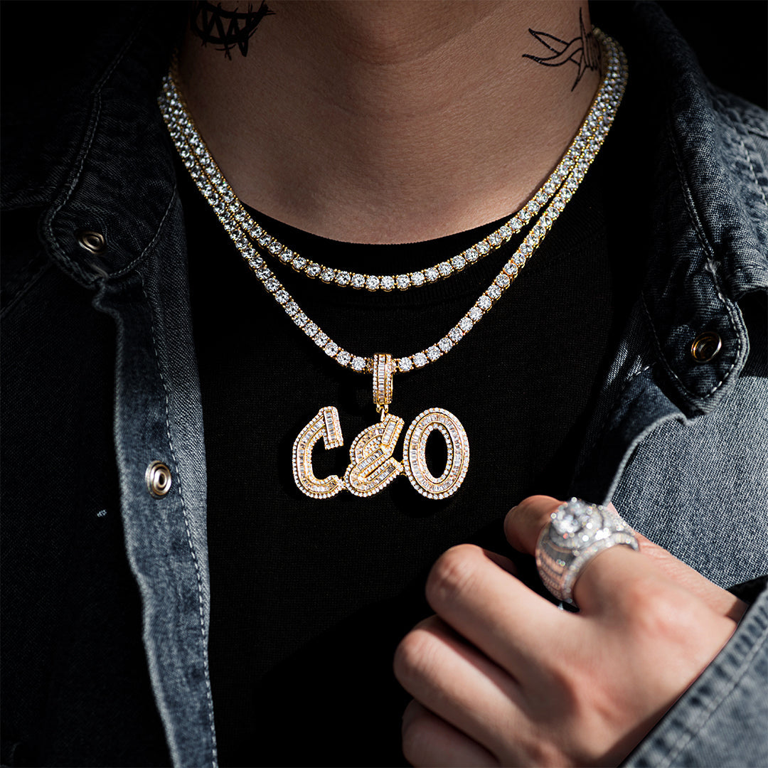 VVS Jewelry Custom Baguette Name Necklace
