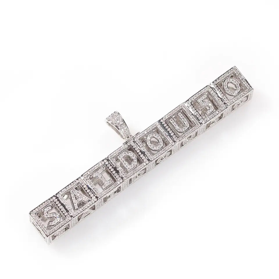 Custom Letter Hollow Square Necklace