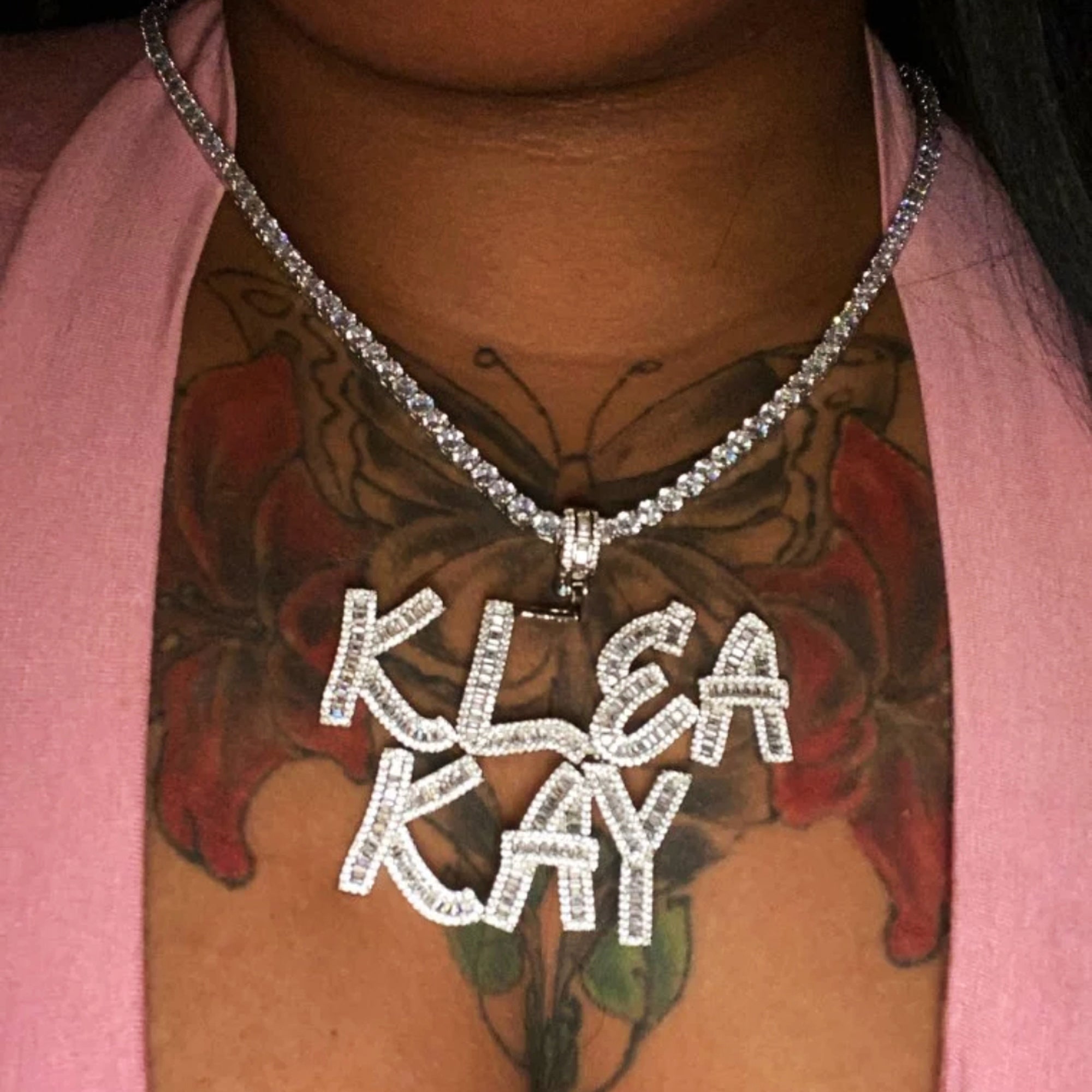 Custom Name Necklace | VVS Jewelry Custom Baguette Letter Pendant Chain