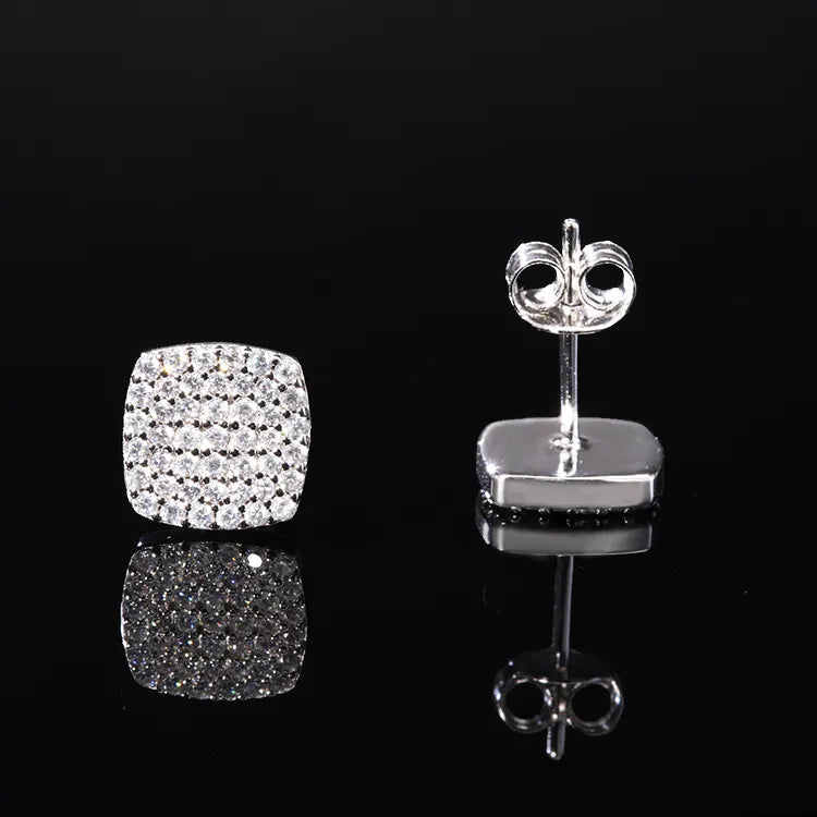 Boucles d'oreilles à tige en argent sterling 925 et moissanite carrées
