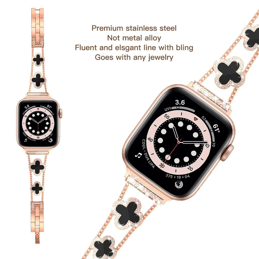 Iced Out Clover Apple Watch Band