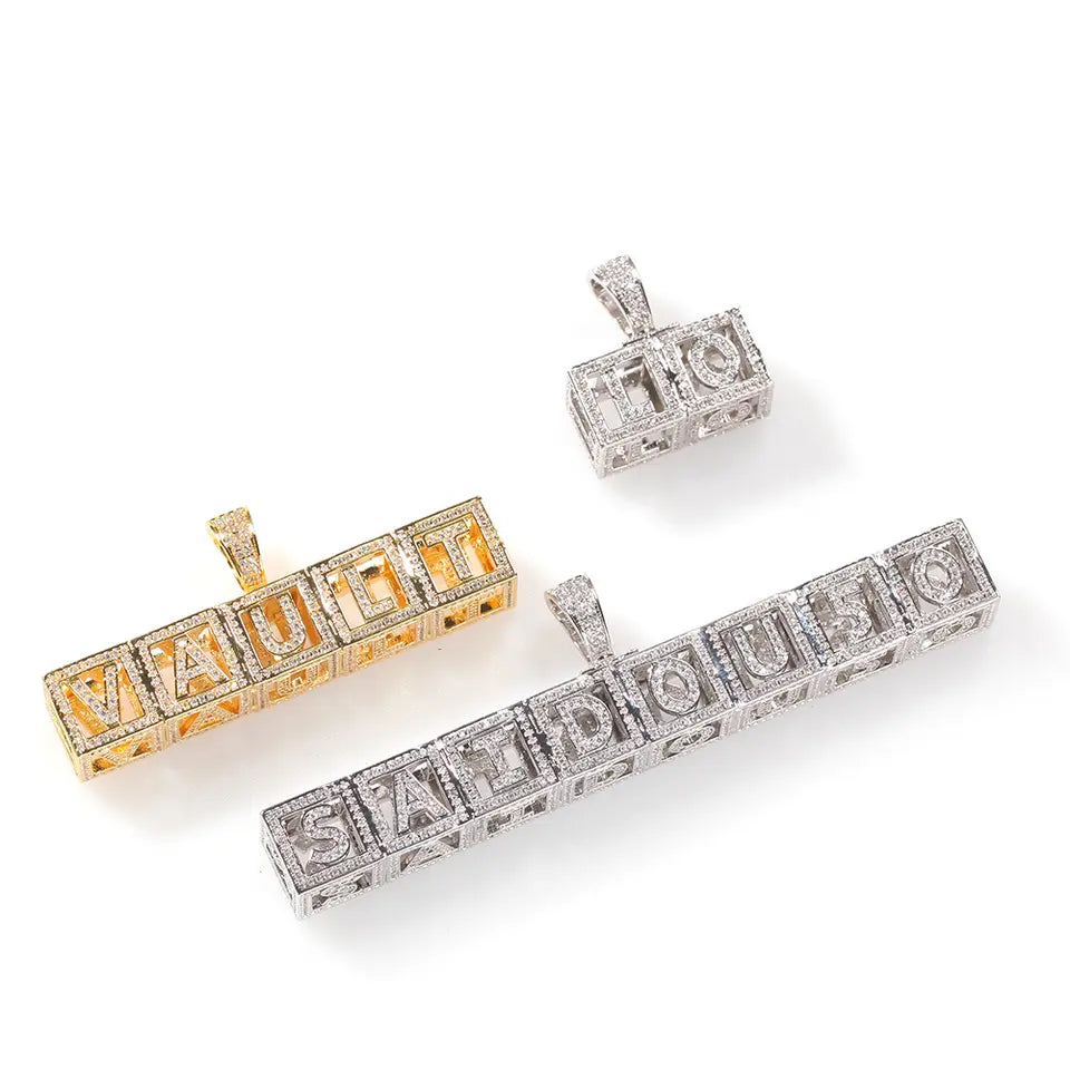 Custom Letter Hollow Square Necklace