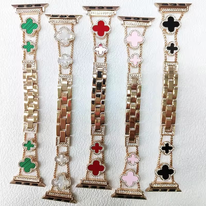 Iced Out Clover Apple Watch Band