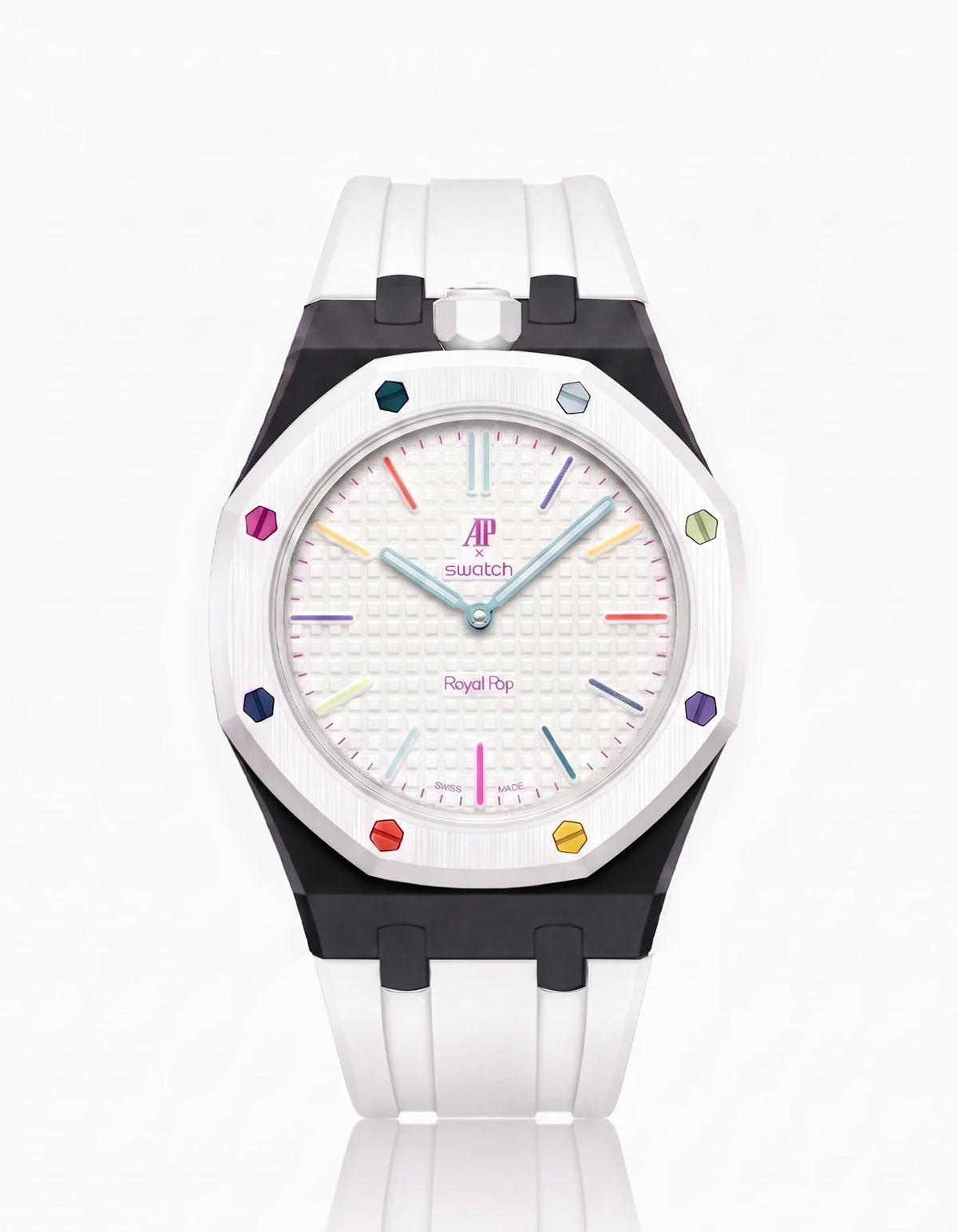 combo::black::rubber-strap-for-ap-x-swatch-royal-pop-white