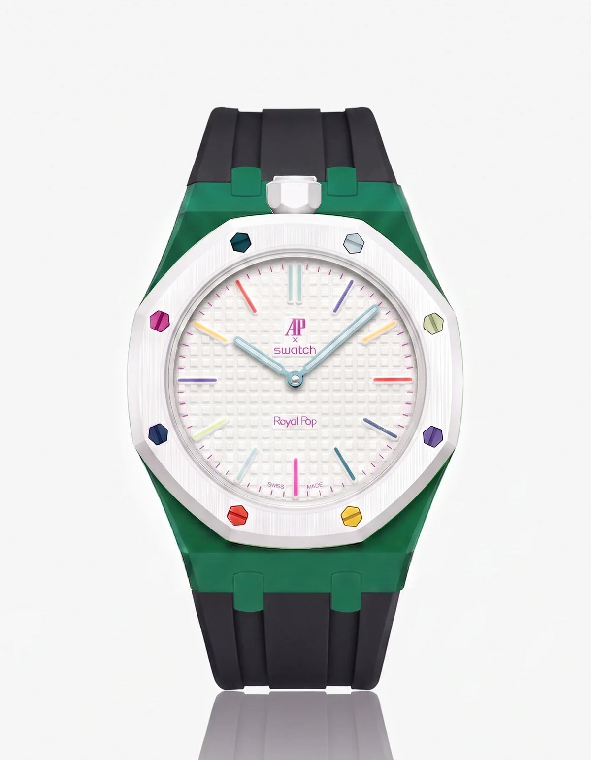 combo::green::rubber-strap-for-ap-x-swatch-royal-pop-black
