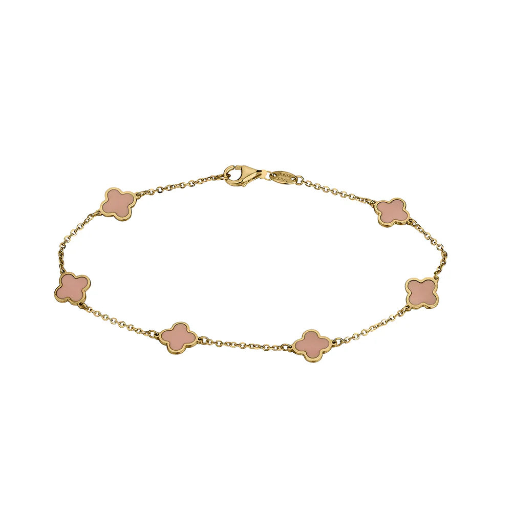VVS Jewelry Gold Clover Bracelet - 14k Gold & Stainless Steel