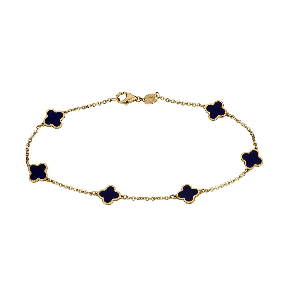 VVS Jewelry Gold Clover Bracelet - 14k Gold & Stainless Steel