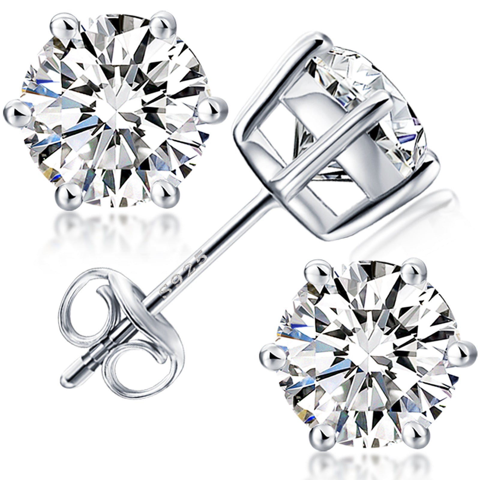 Boucles d'oreilles VVS Jewelry en diamants Moissanite S925 de 5 à 6,5 mm