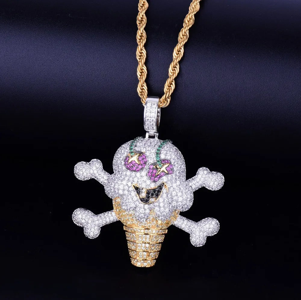 Micro BBC Ice Cream-Inspired Pendant Necklace Rapper Chain