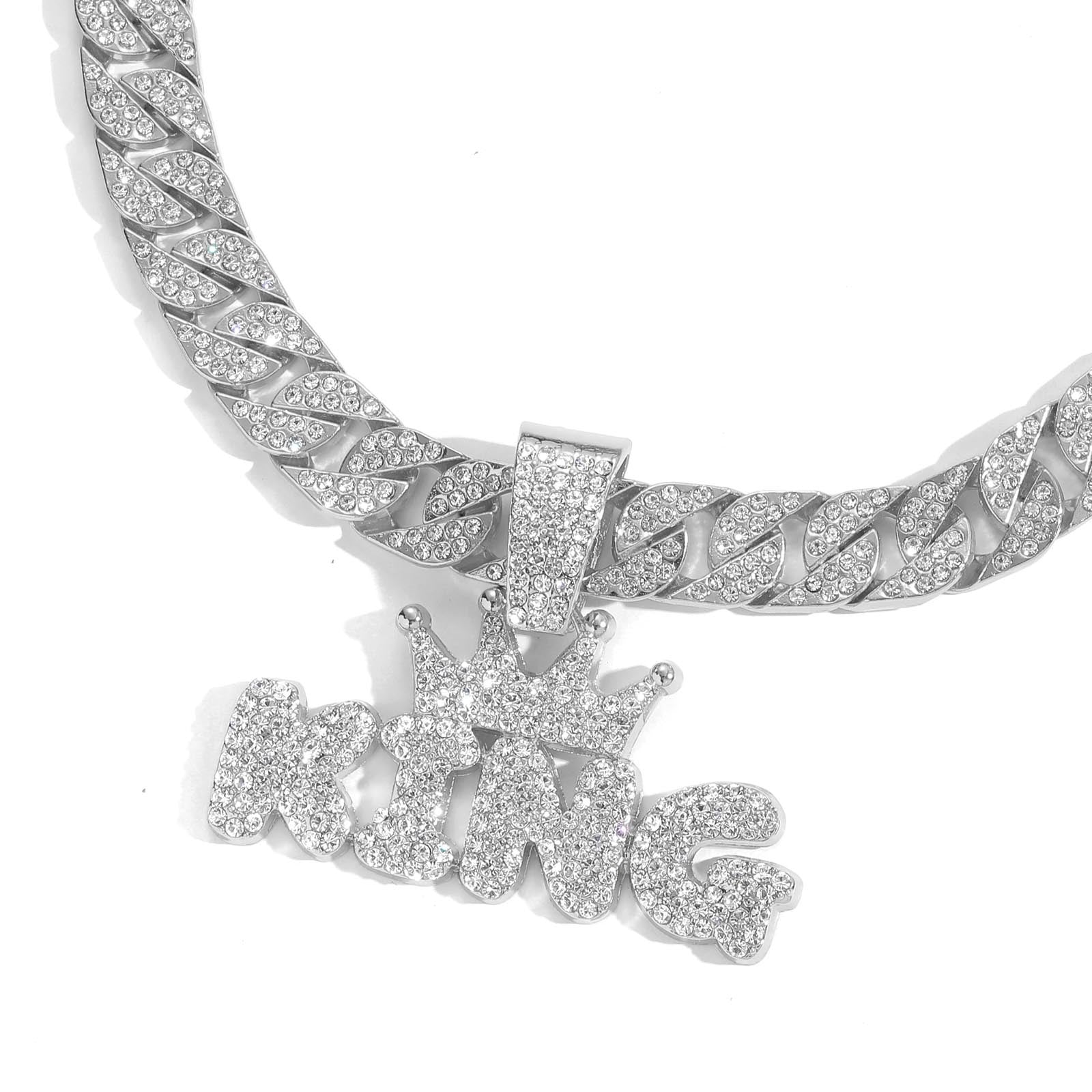 Crowned King Iced Out Cuban Pendant Necklace