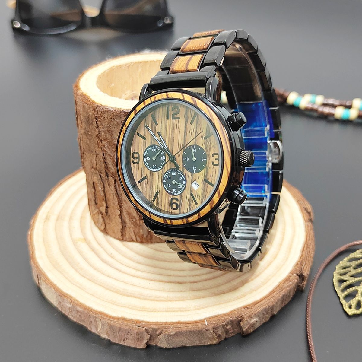 The Espresso Waterproof Classic Wood Grain Men's Watch