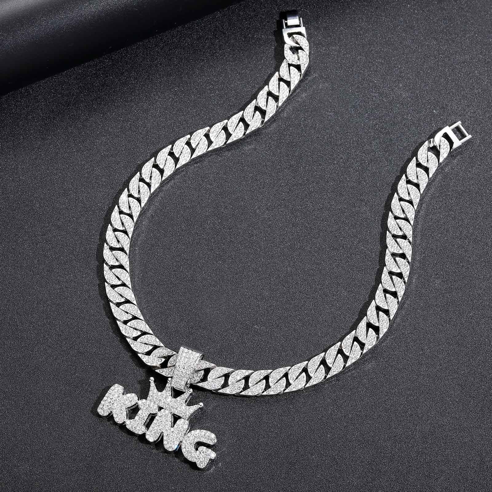 Crowned King Iced Out Cuban Pendant Necklace