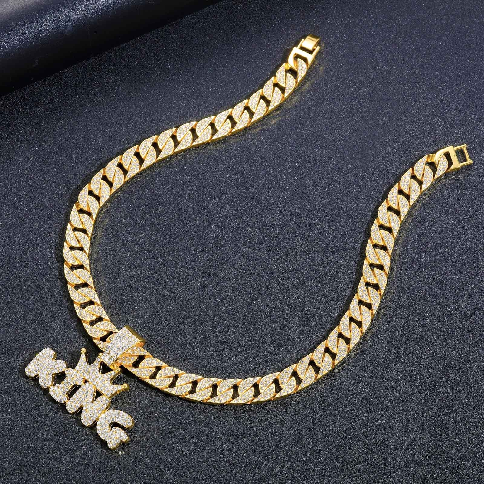 Crowned King Iced Out Cuban Pendant Necklace