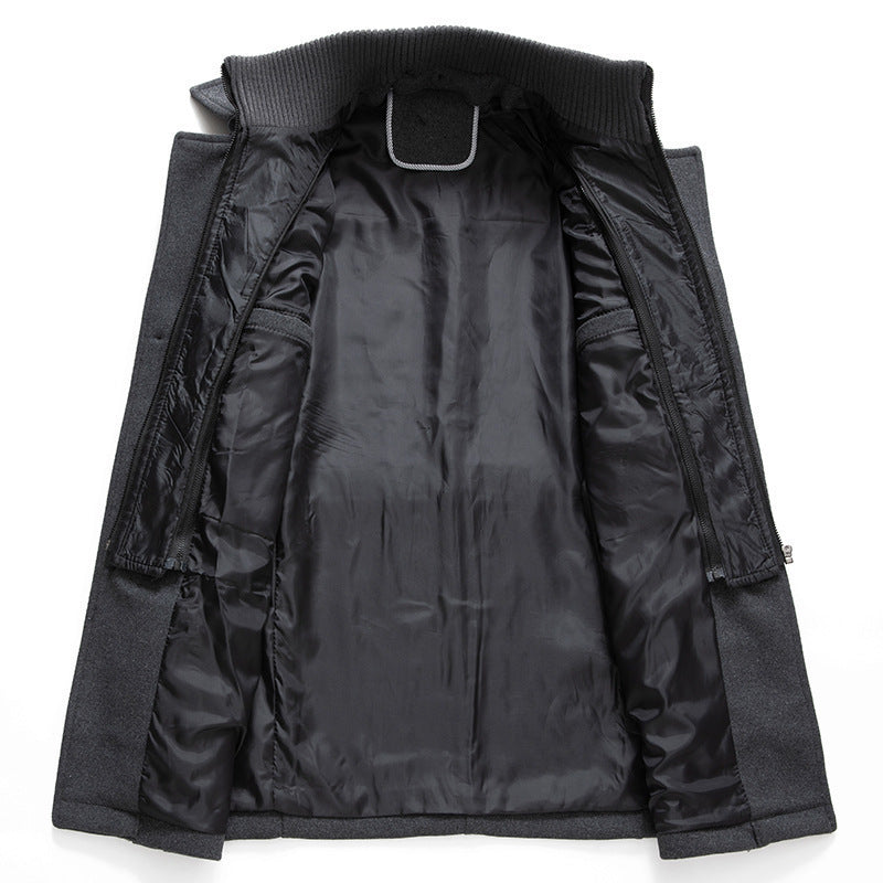 VVS Chic Herren-Trenchcoat aus Wolle mit Doppelkragen