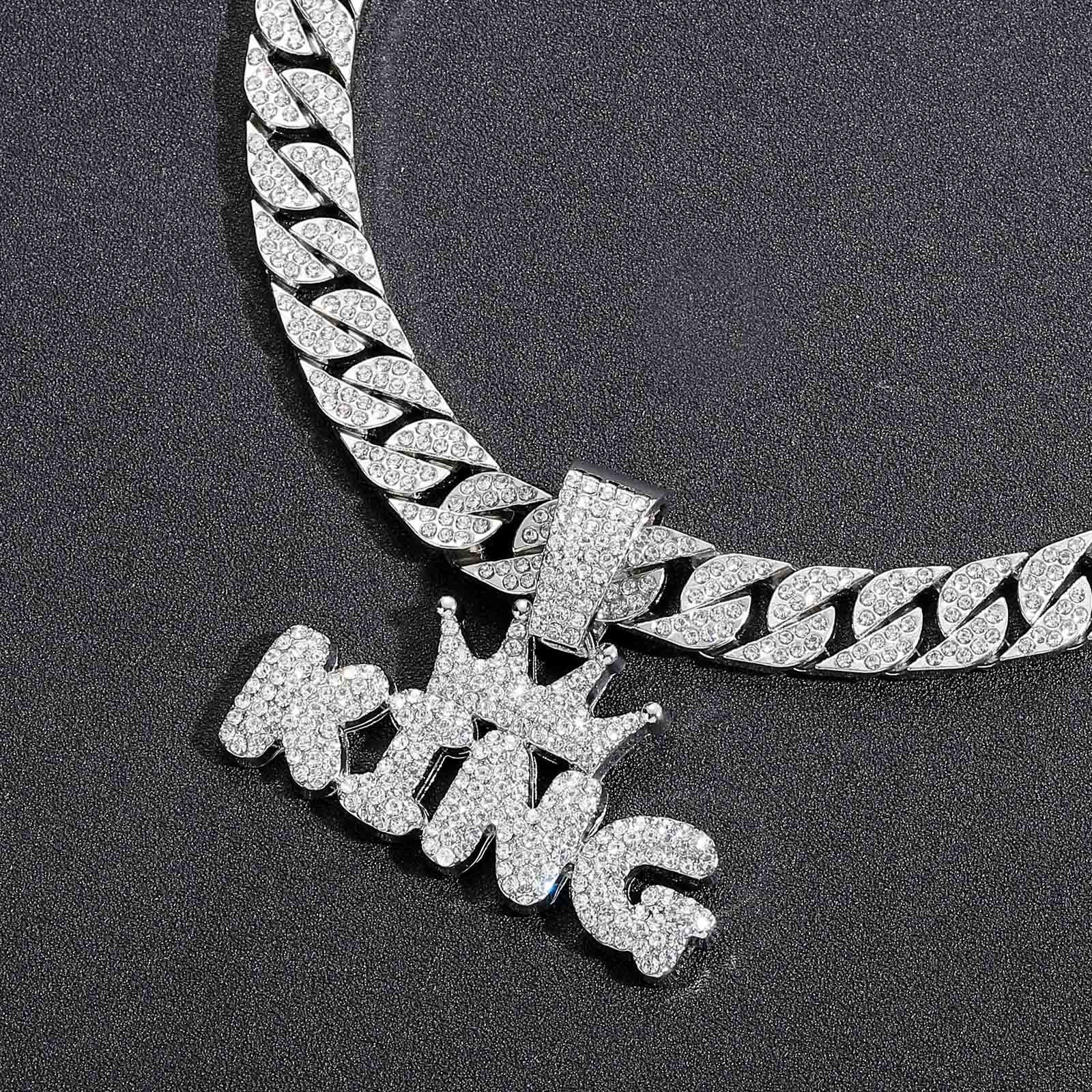 Crowned King Iced Out Cuban Pendant Necklace