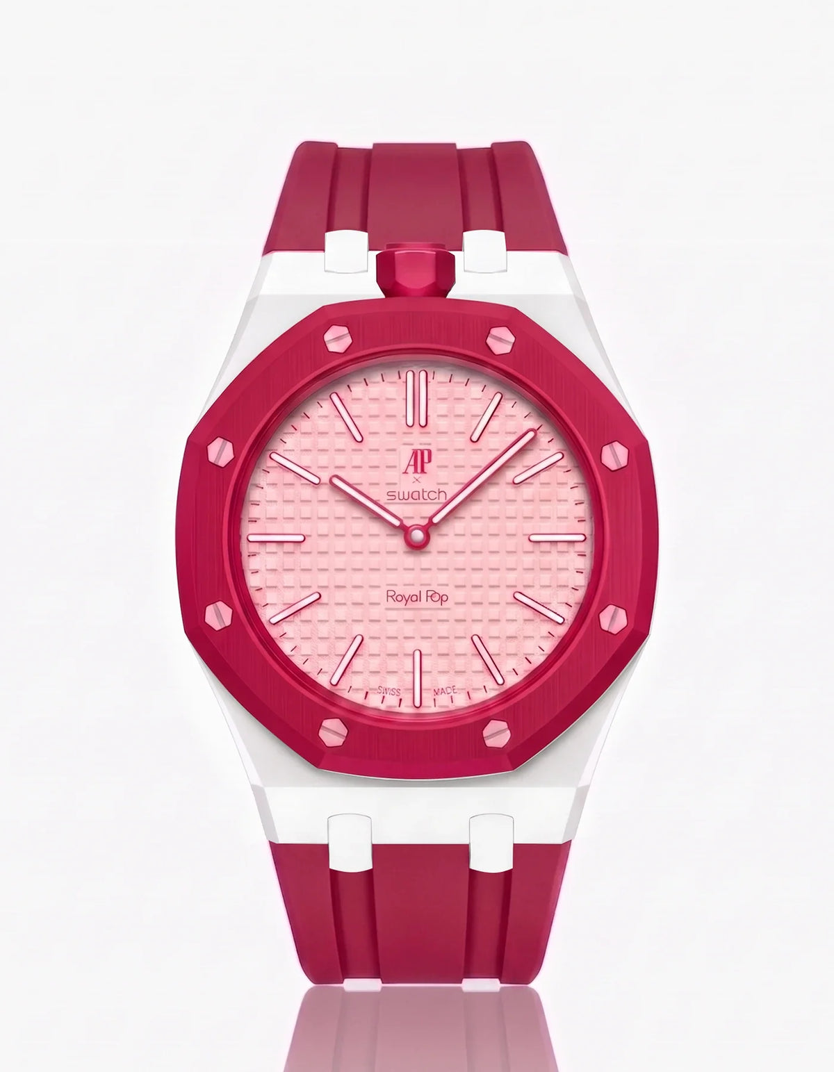 combo::white::rubber-strap-for-ap-x-swatch-royal-pop-dark-pink