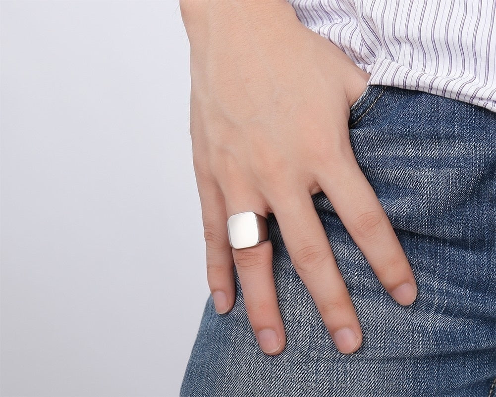 Custom Old English Initial Signet Ring