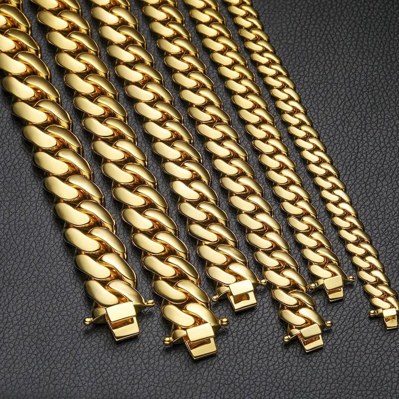 10-22mm Solid 18k Gold Plated Miami Cuban Link Chain - Different Drips