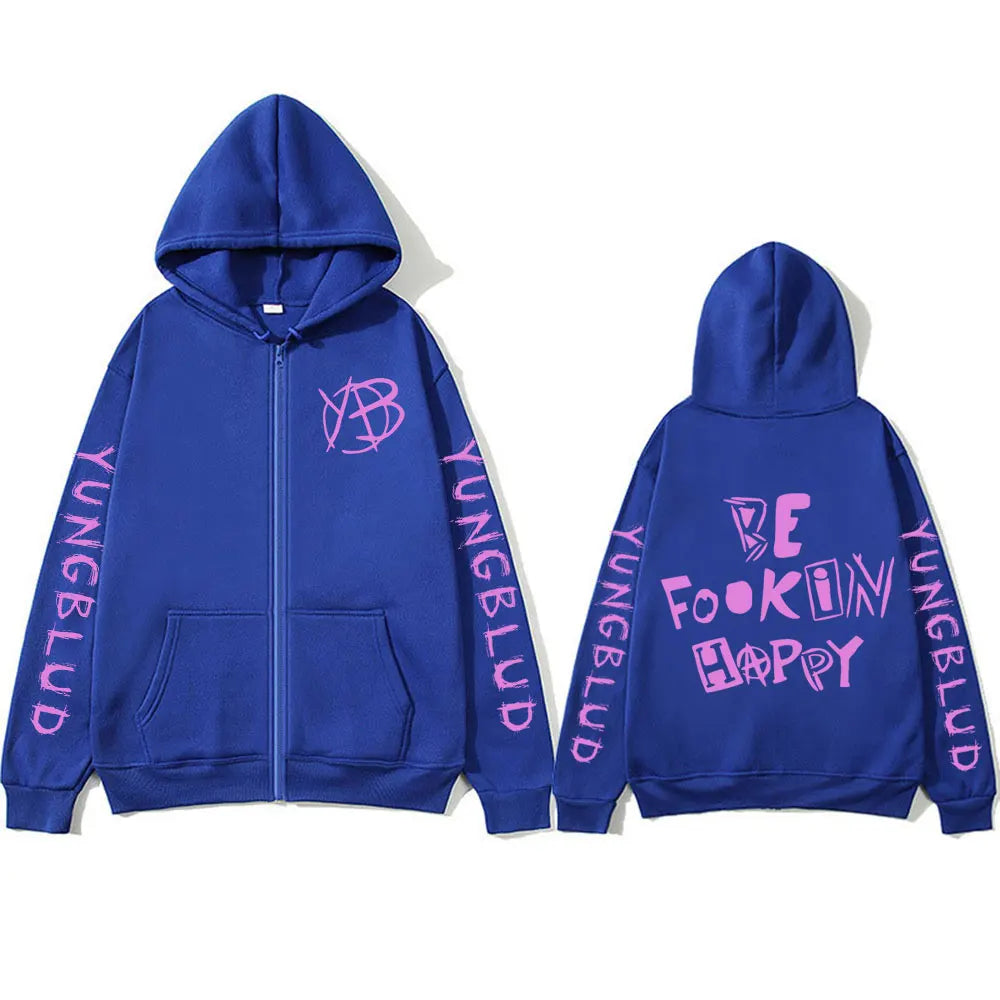 Yungblud Be Fookin Happy Zip up Hoodie
