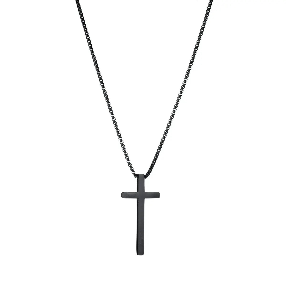 VVS Vanta Noir 6-Piece Men's Accessory Set – Leather Bracelet, Mechanical Watch & Cross Pendant Necklace Bundle