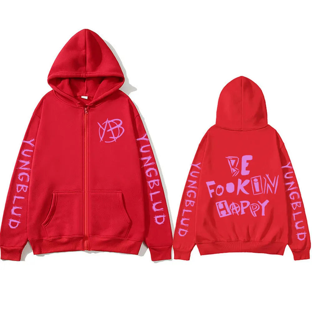 Yungblud Be Fookin Happy Zip up Hoodie