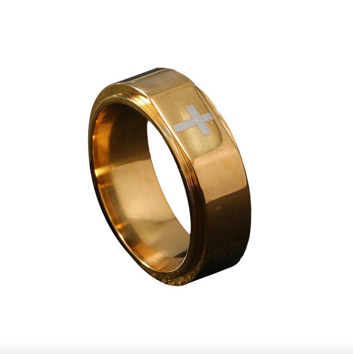 Grillz Boss Glory Gold Cuban Chain Cross Bangle and Cross Ring Bundle