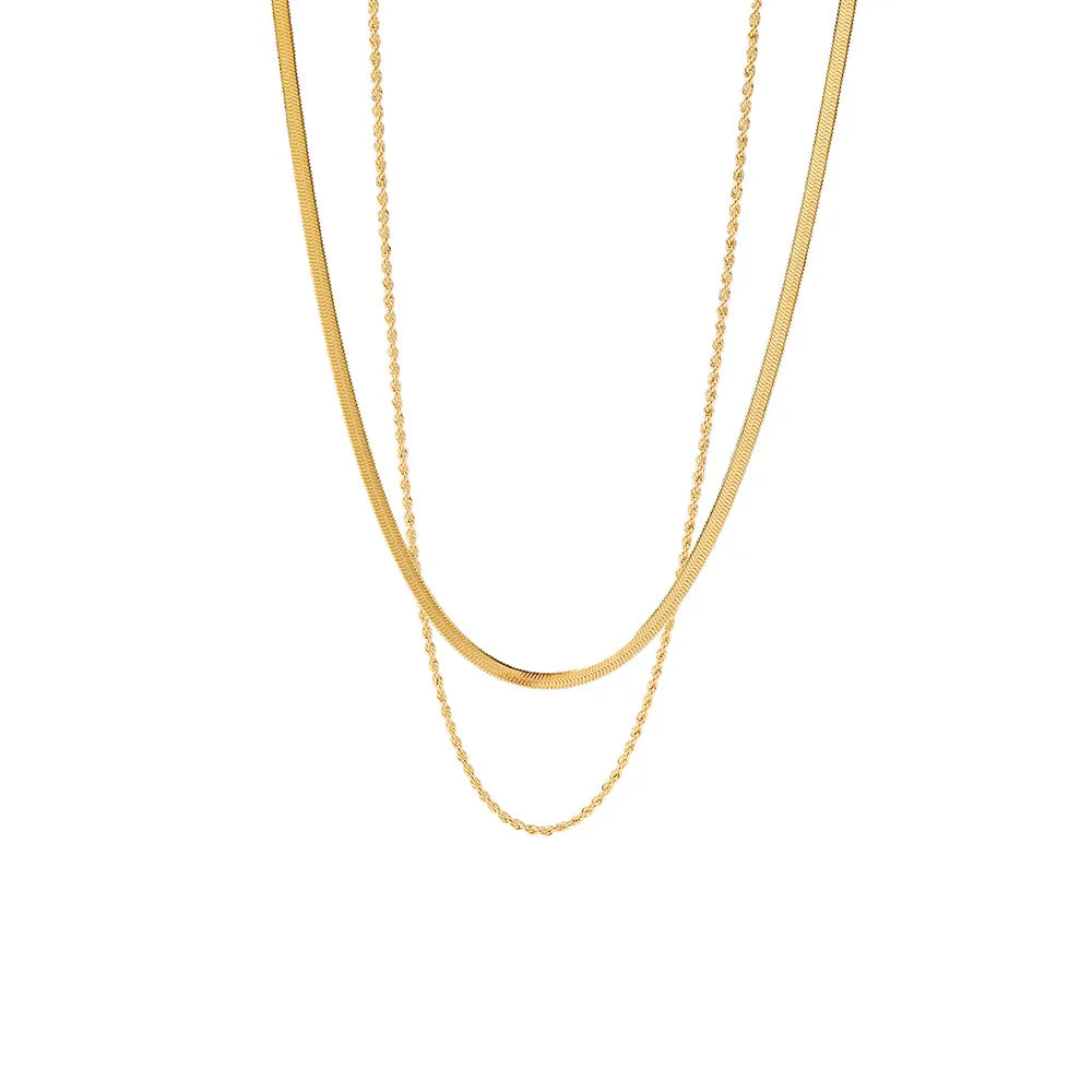 Collier superposé VVS - Chaîne corde et chaîne serpent ✨