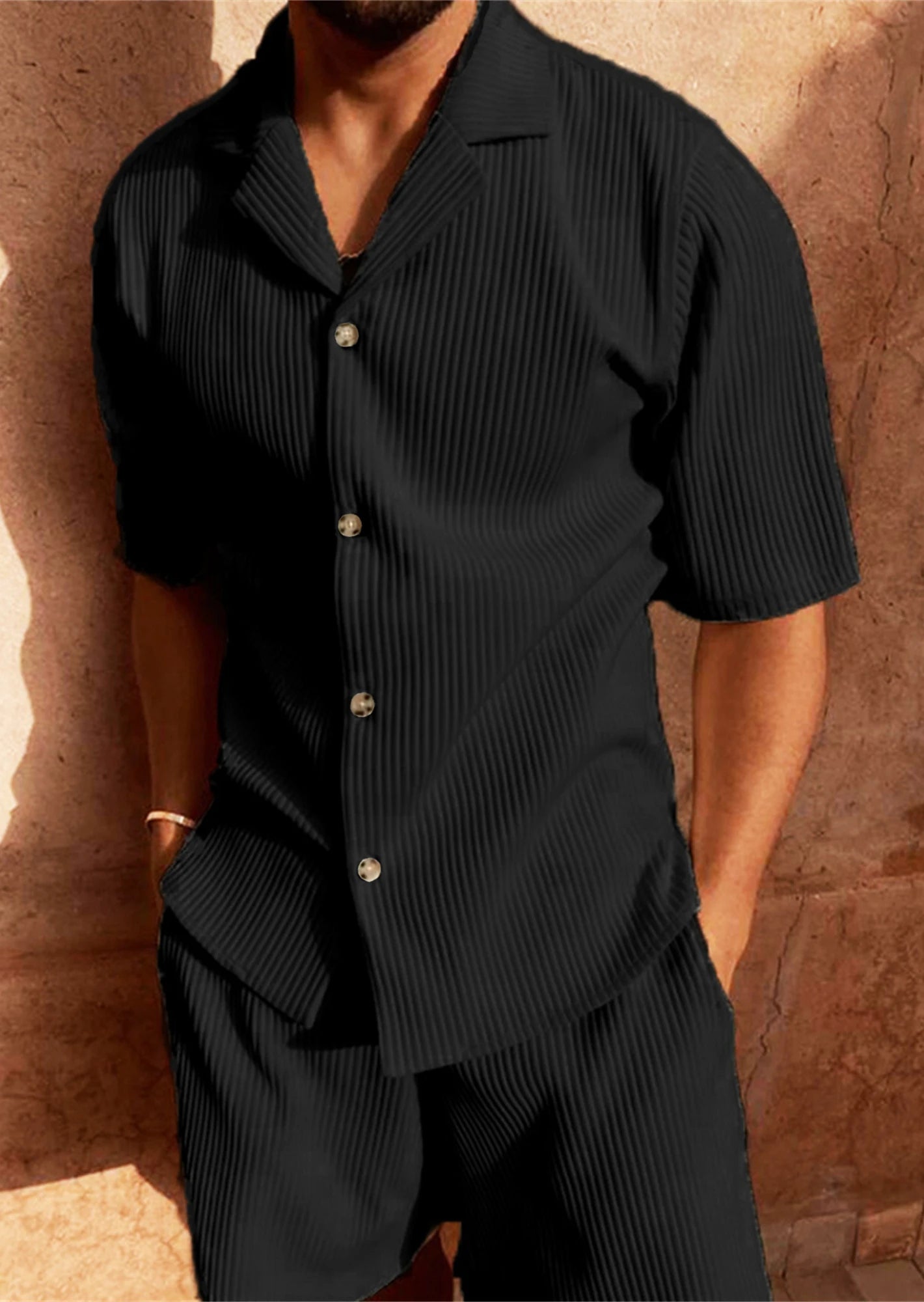 🔥 Men's Summer Corduroy Set – Lightweight Shirt & Shorts for a Stylish, Relaxed Look