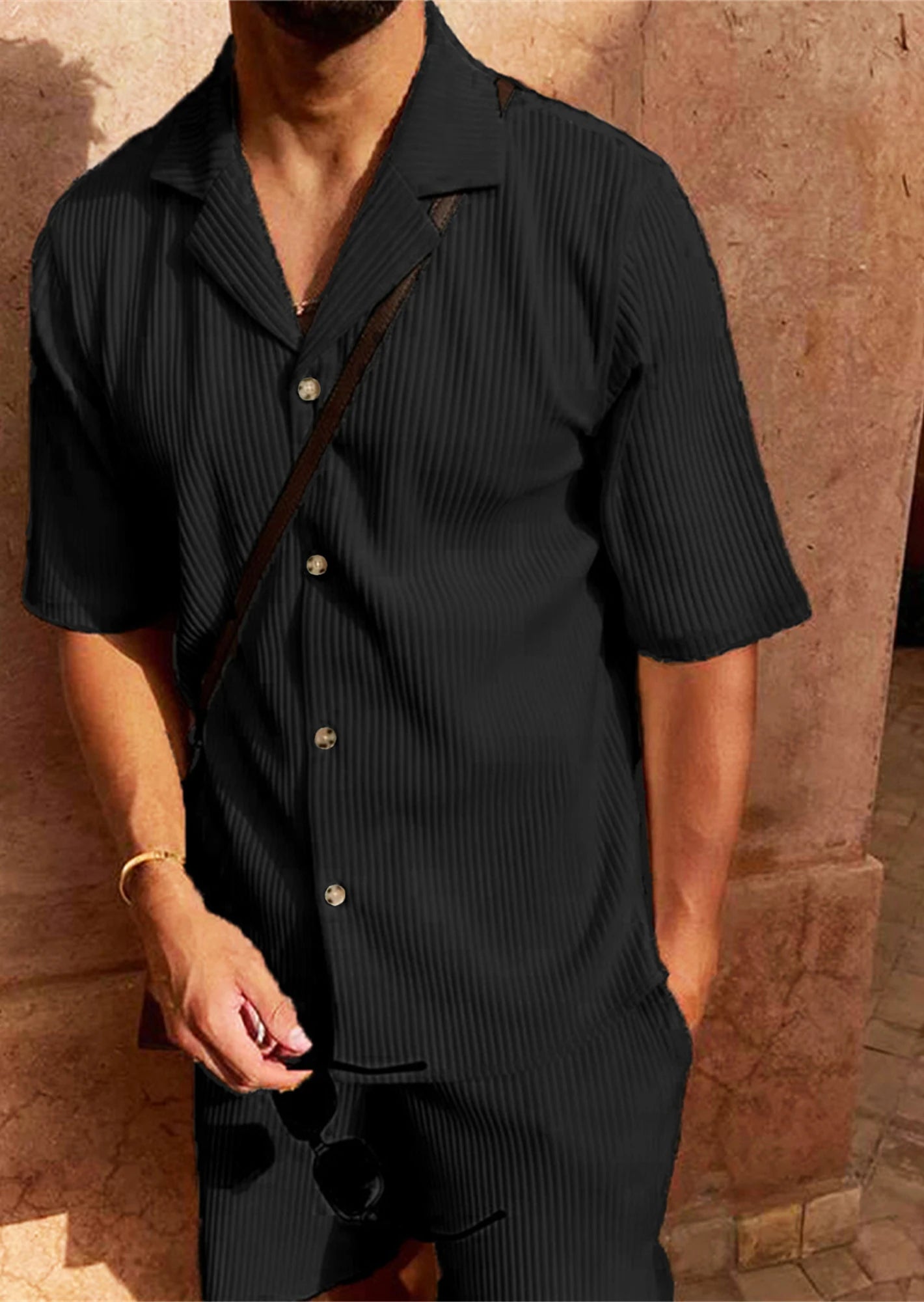 🔥 Men's Summer Corduroy Set – Lightweight Shirt & Shorts for a Stylish, Relaxed Look