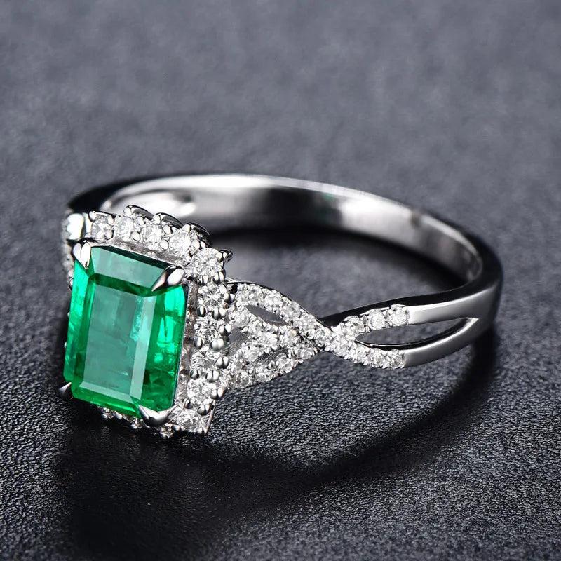 Bague princesse émeraude en argent sterling 925