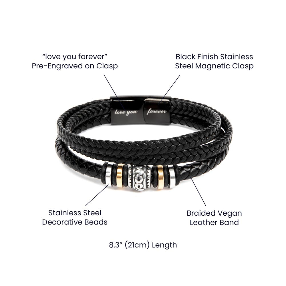 To My Son (Mother and Son Forever Linked Together) Message Card Bracelet