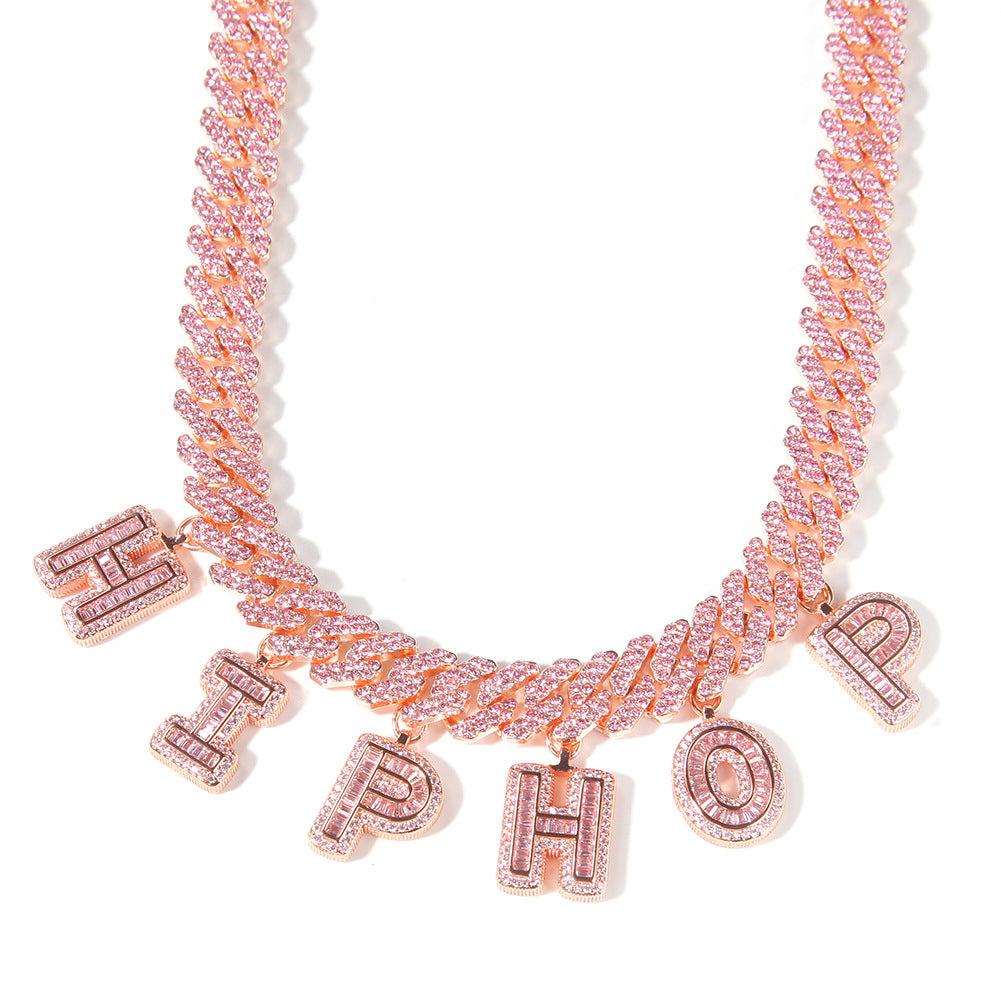 Rose Gold Cuban Custom Name Baguette Necklace