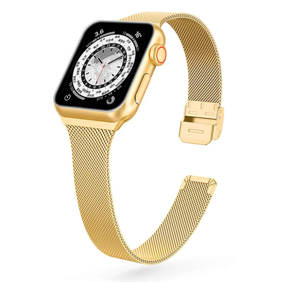 Schmal geschnittenes Metallarmband für die Apple Watch