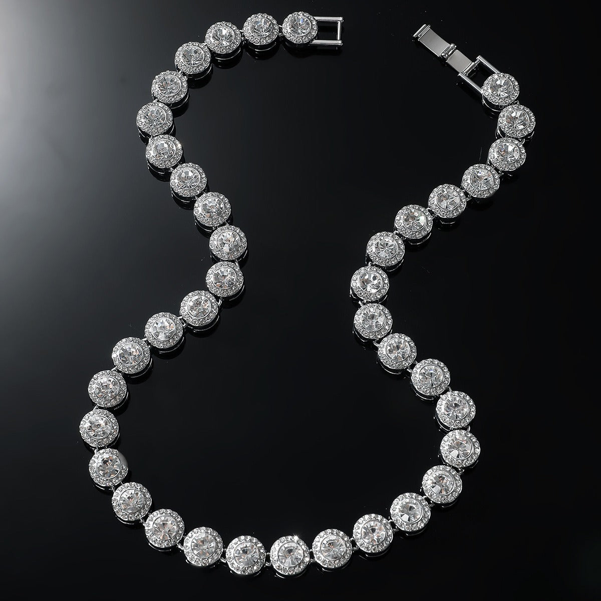 Oval Cut Micro Pave Tennis Link Travis Rapper Choker Chain