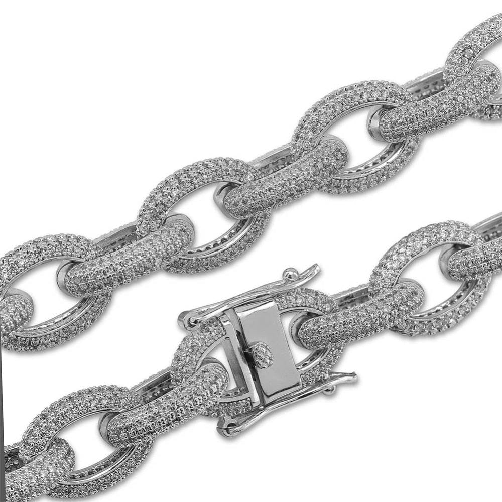 VVS Jewelry hip hop jewelry 12mm Micro Pave Iced Out Rolo Chain Bracelet