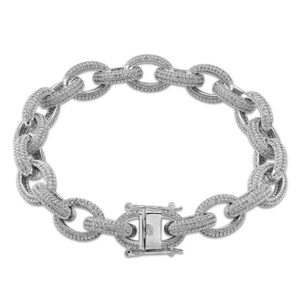 VVS Jewelry hip hop jewelry 12mm Micro Pave Iced Out Rolo Chain Bracelet
