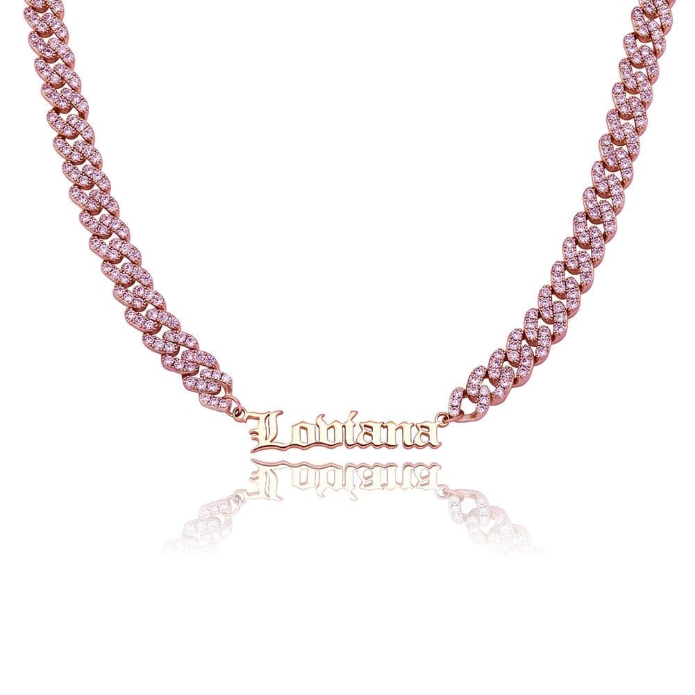 VVS Jewelry hip hop jewelry 16inch / Rose gold VVS Jewelry Custom Cuban Greek Name Necklace