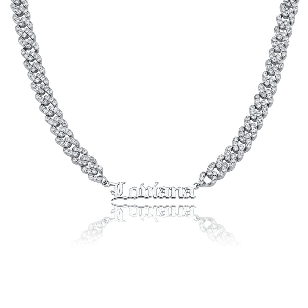VVS Jewelry hip hop jewelry 16inch / Silver VVS Jewelry Custom Cuban Greek Name Necklace