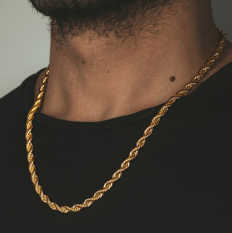 VVS Jewelry hip hop jewelry 24 Inches 5MM 18K Solid Gold Rope Chain