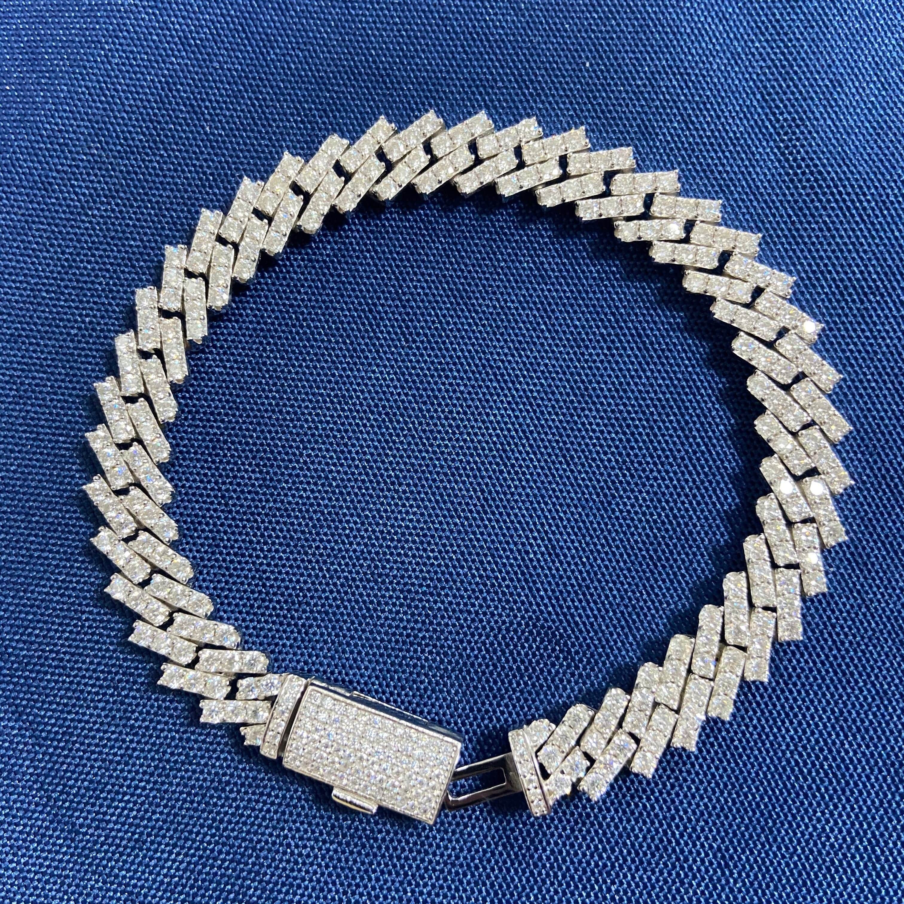 VVS Jewelry hip hop jewelry 6 Inch VVS Jewelry 925 Sterling Silver Moissanite S Link Cuban Bracelet