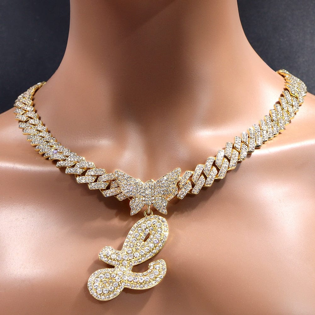 VVS Jewelry hip hop jewelry Bling Butterfly Letter Cuban Link Chain