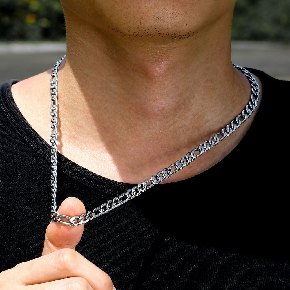 VVS Jewelry hip hop jewelry chains 18" / Silver 18k Gold/Silver 7mm Figaro Chain