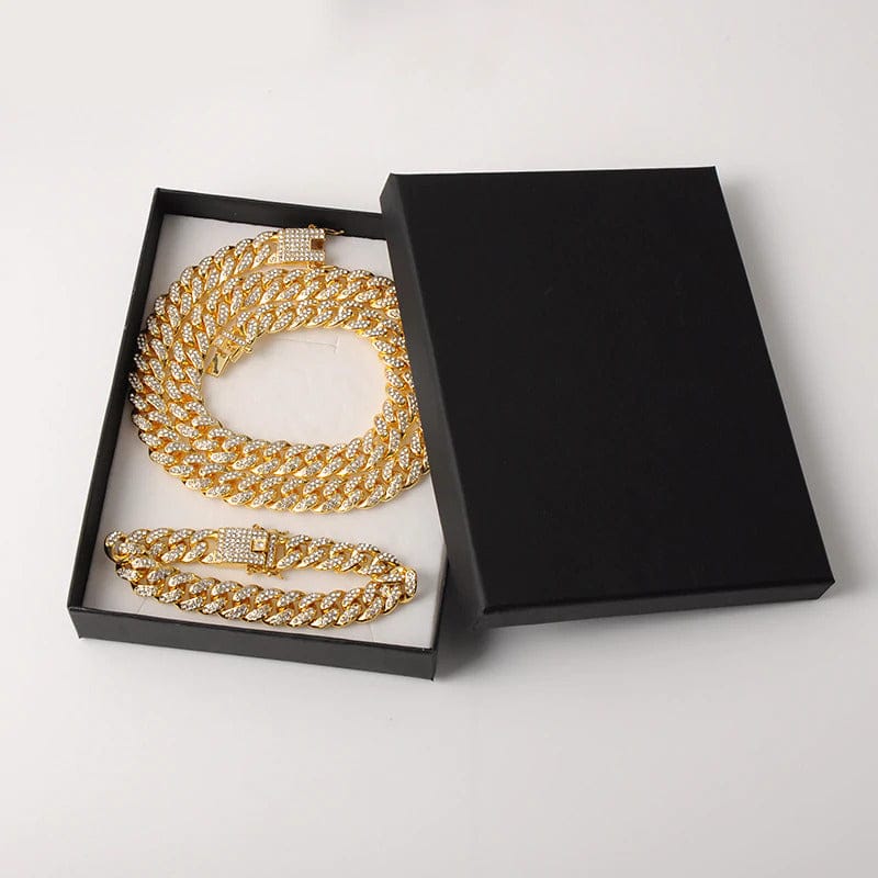 VVS Jewelry hip hop jewelry Cuban Gold / 24 Inch / 13mm VVS Jewelry Gold/Silver Cuban Chain + FREE Cuban Bracelet Bundle - (TODAY ONLY)