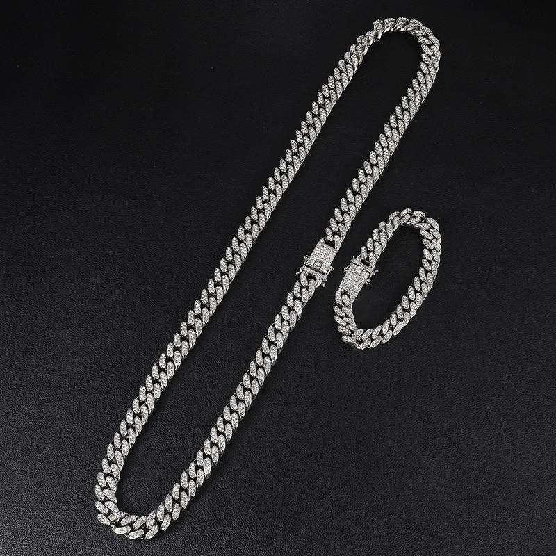 VVS Jewelry hip hop jewelry Cuban Silver / 18 Inch / 13mm Gold/Silver Cuban Chain + FREE Cuban Bracelet Bundle - (TODAY ONLY)