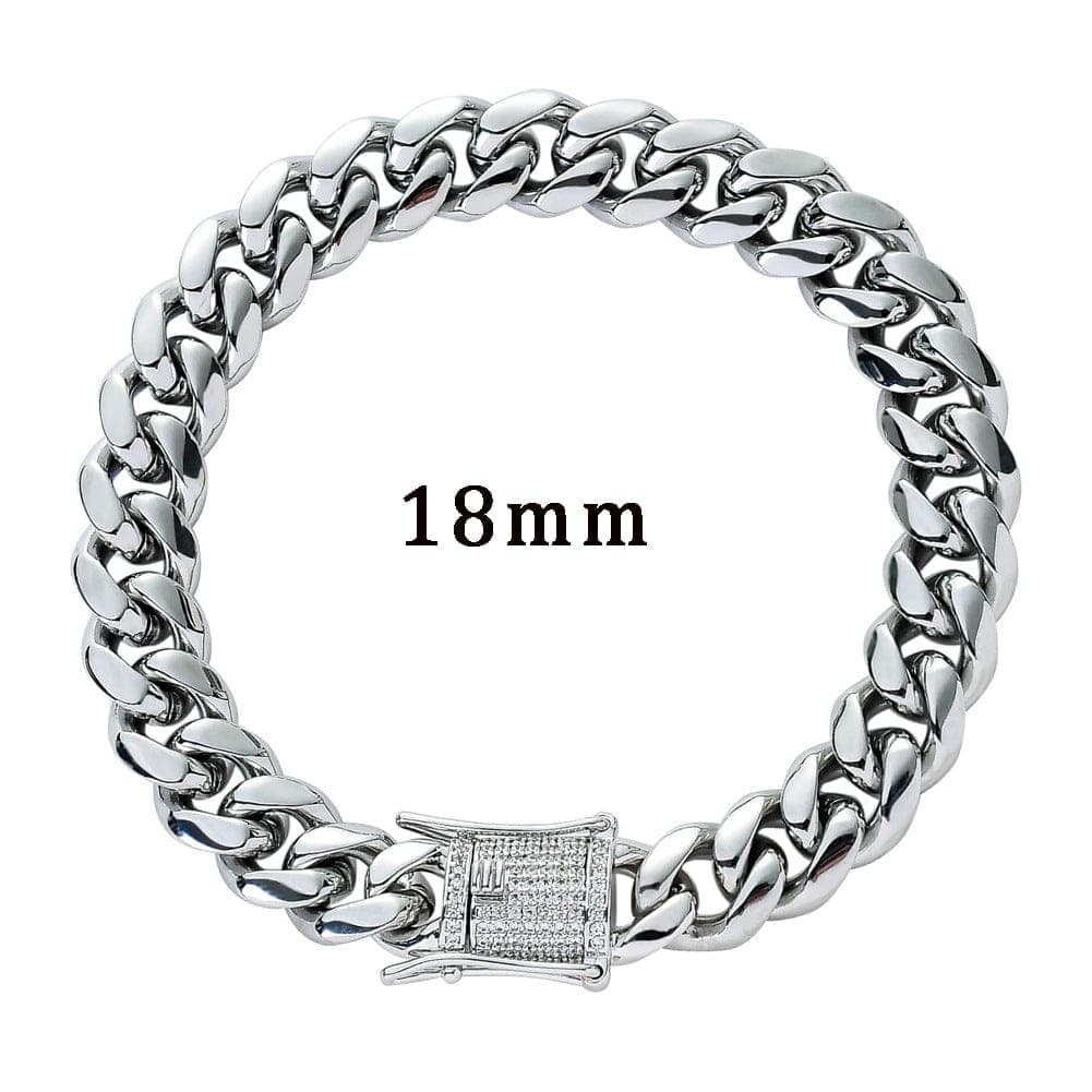 VVS Jewelry hip hop jewelry Cuban VVS Jewelry 316L Stainless Steel 18k Gold/Silver Cuban Chain + FREE Bracelet Bundle