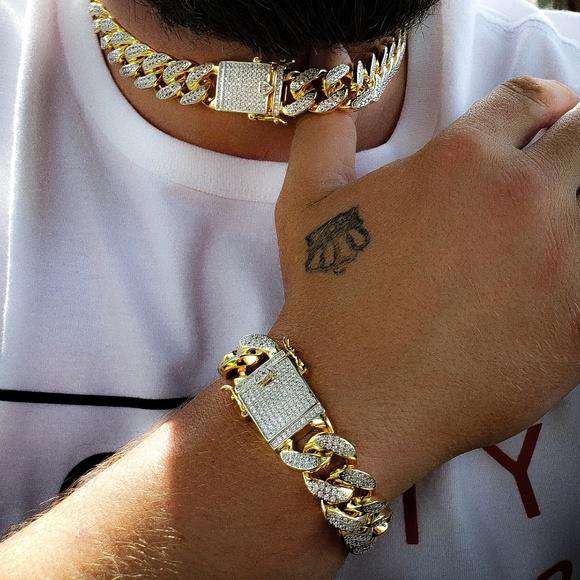 VVS Jewelry hip hop jewelry Cuban VVS Jewelry Gold/Silver Cuban Chain + FREE Cuban Bracelet Bundle - (TODAY ONLY)