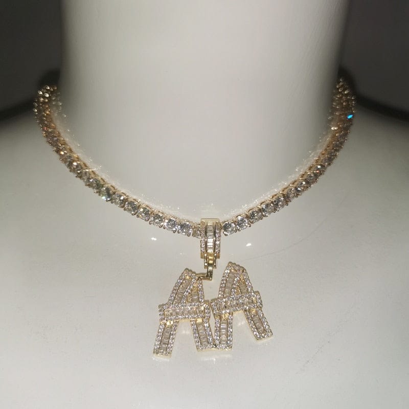 VVS Jewelry hip hop jewelry Custom Baguette Pendant VVS Jewelry Baguette Custom Letter Pendant Necklace