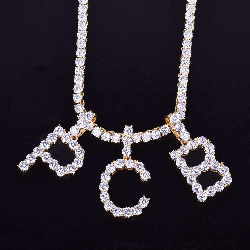 VVS Jewelry hip hop jewelry Custom Gold Tennis Letter Necklace