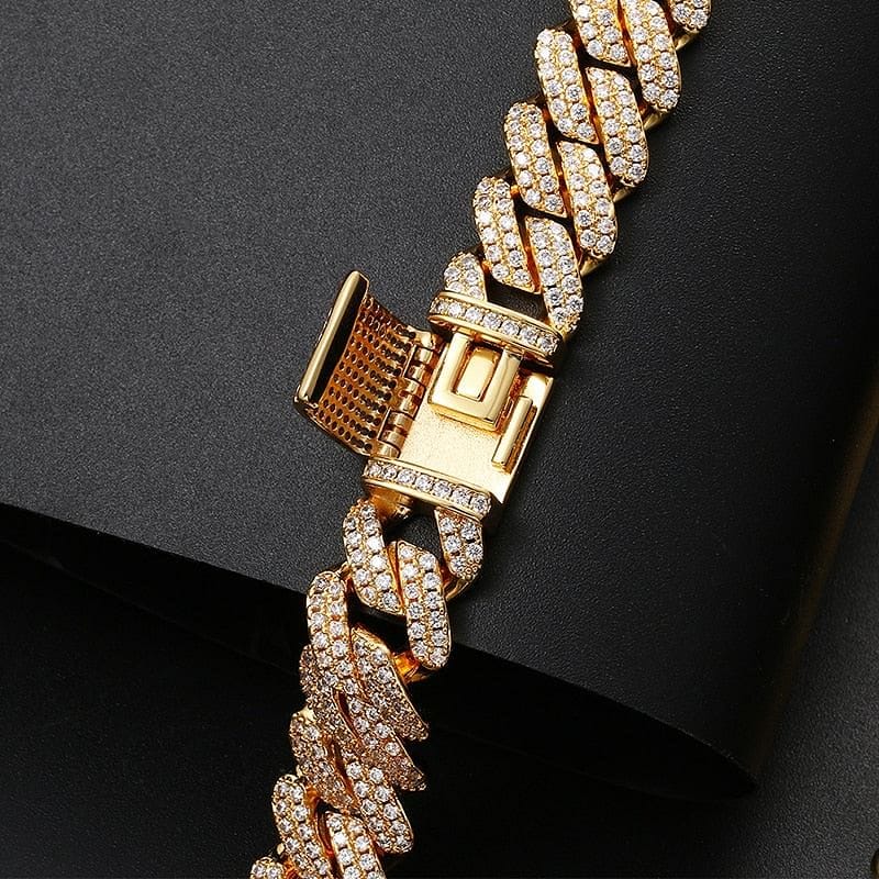 VVS Jewelry hip hop jewelry Fully Iced Miami Prong Cuban Bracelet + FREE Tenns Chain Bundle (AAA+ Quality)